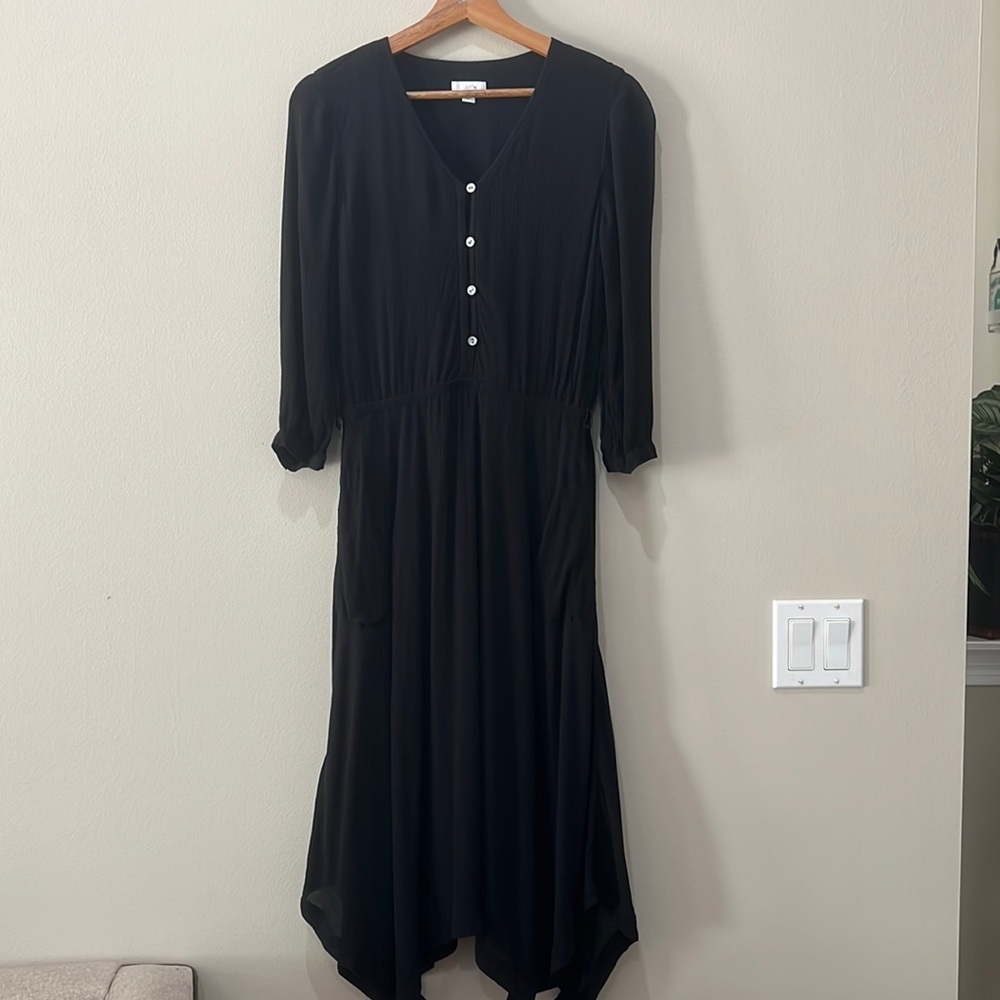 J Jill Womens Black Button Up Maxi Dress in size XS